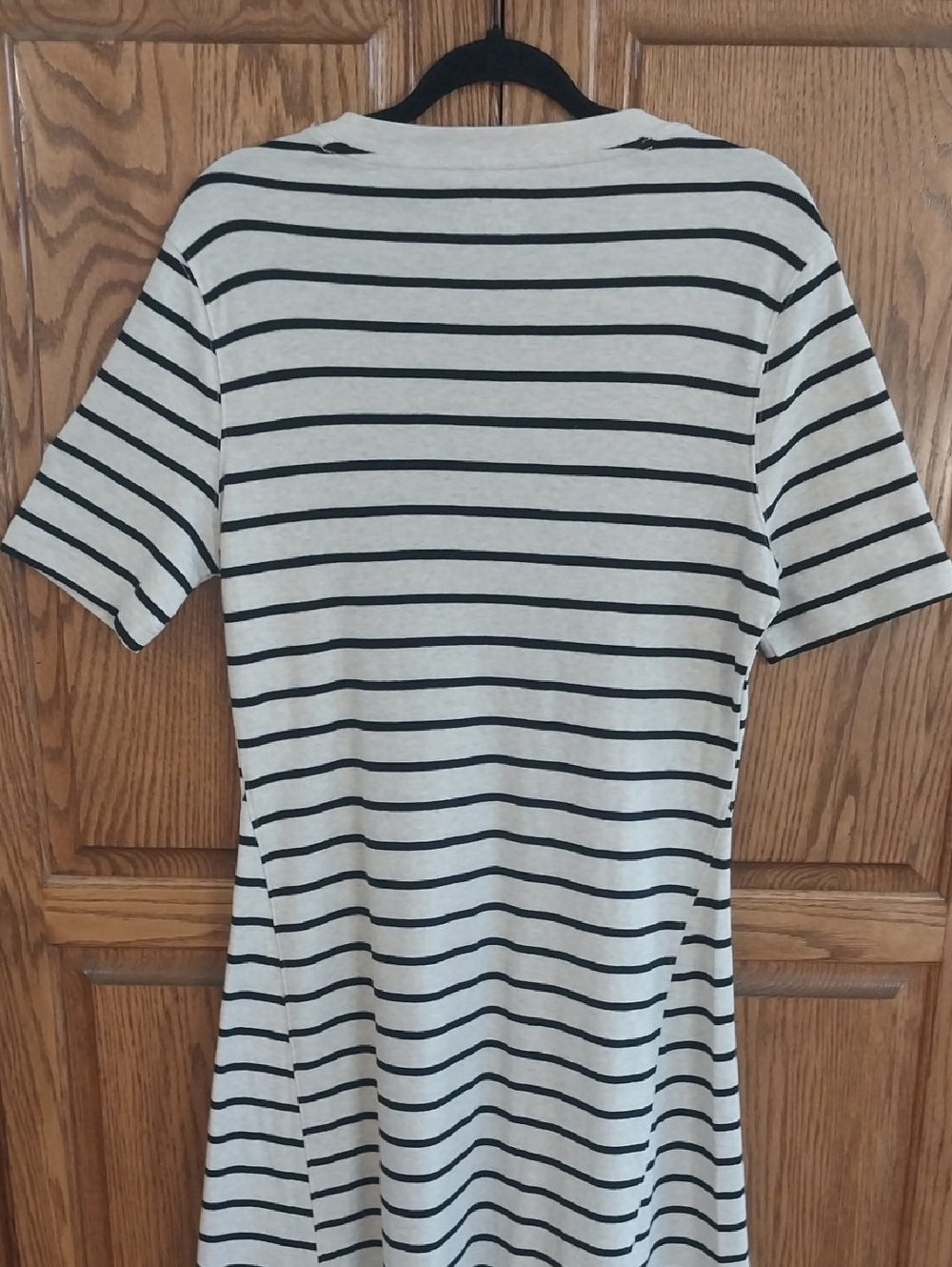 Time & Tru NWT Seamed Midi Dress Cotton Size Large 12/14 Grey Black Stripes Chic - Picture 9 of 12